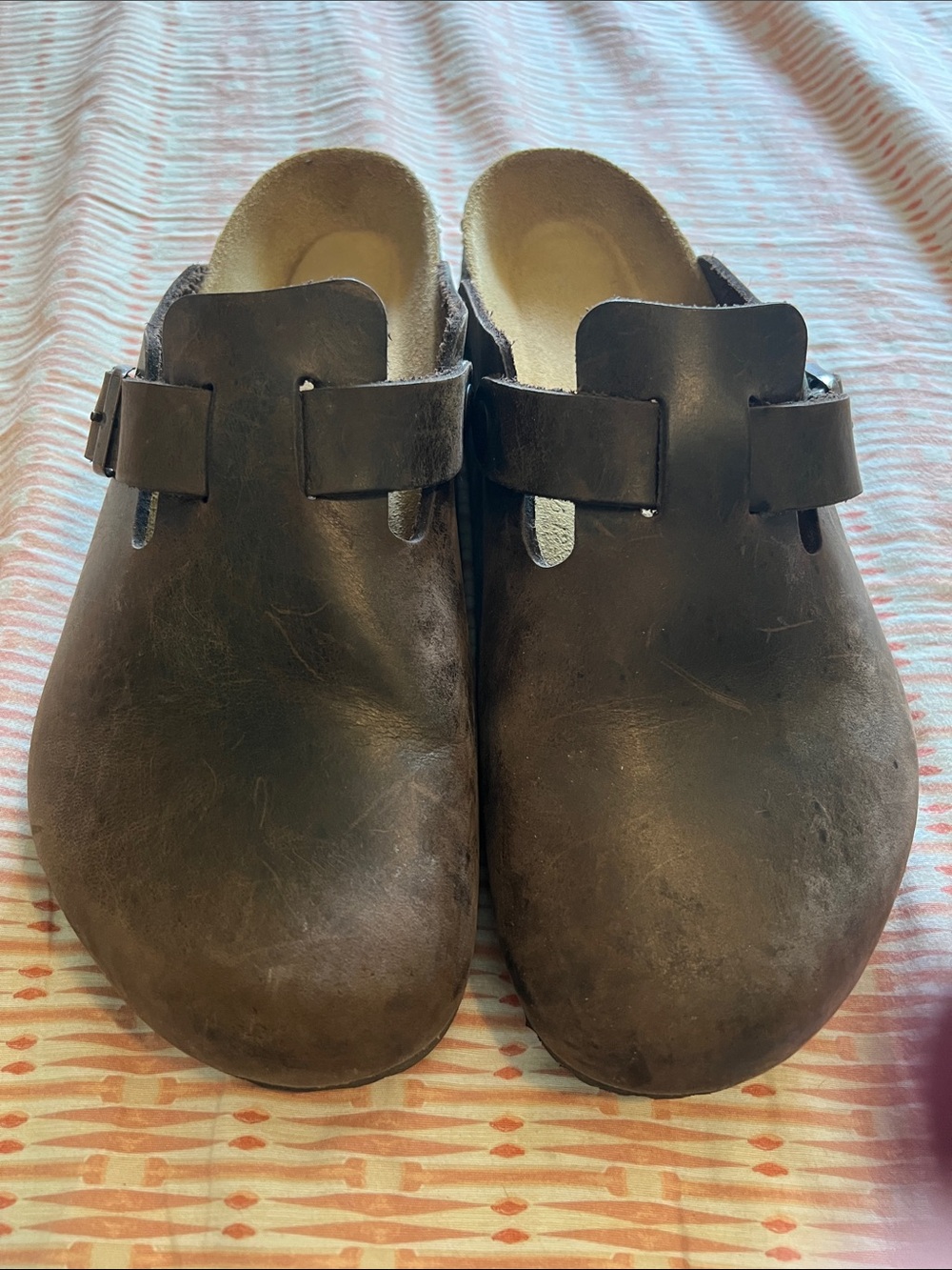 Birkenstock Boston Oiled Leather Clogs in the color Habana.